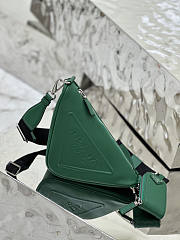 Prada Triangle Leather Green Shoulder Bag 26x14x12cm - 3