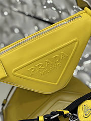 Prada Triangle Leather Yellow Shoulder Bag 26x14x12cm - 4