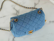 Chanel Denim Quilted Mini Pearl Crush Flap Blue 13x18x7cm - 4