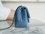 Chanel Denim Quilted Mini Pearl Crush Flap Blue 13x18x7cm - 2