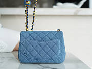 Chanel Denim Quilted Mini Pearl Crush Flap Blue 13x18x7cm - 3