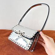 Valentino Small Rockstud23 Smooth Shoulder Bag Silver 18.5x12x8cm - 4