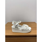 Chanel Open Toe Platform Casual Style Leather Party Style White - 1