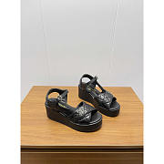 Chanel Open Toe Platform Casual Style Leather Party Style Black - 2