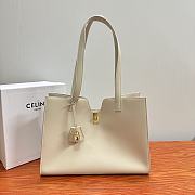 Celine Cabas 16 Smooth Calfskin Limestone White 37x26x14cm - 1