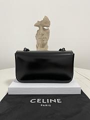 Celine Chain Shoulder Bag Triomphe Black Shiny 20.5x10.5x4cm - 2