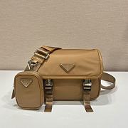 Prada Re-Nylon Saffiano Leather Shoulder Bag Tobacco 22x16x8.5cm - 1