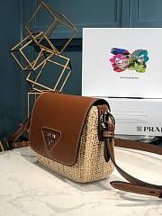 Prada Raffia and Leather Shoulder Bag Brown 20x15x6.5cm - 6