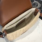 Prada Raffia and Leather Shoulder Bag Brown 20x15x6.5cm - 3