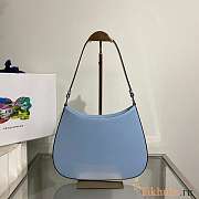 Prada Cleo Brushed Leather Shoulder Bag Blue 27x22x6cm - 4