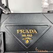 Prada Large Leather Handbag With Topstitching Black 39x30x12cm - 2