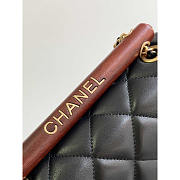 Chanel Small Handle Flap Bag Lambskin Wood Gold Black 21x13.5x6cm - 5