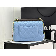 Chanel Small Handle Flap Bag Lambskin Wood Gold Blue 21x13.5x6cm - 6