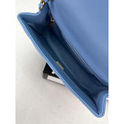 Chanel Small Handle Flap Bag Lambskin Wood Gold Blue 21x13.5x6cm - 4