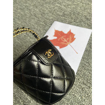 Chanel 23c Spring Flap Bucket Bag Lambskin Black 15x10x7cm