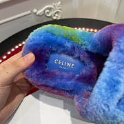 Celine Open Toe Platform Rubber Sole Casual Style Unisex Faux Fur Blue - 5