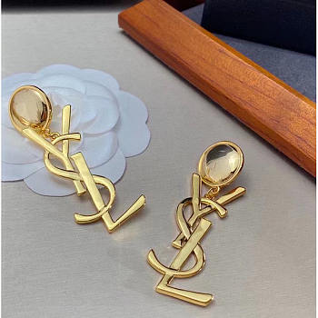 YSL Logo Earrings Gold