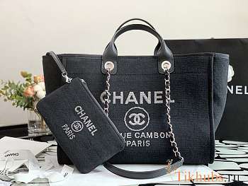 Chanel Deauville Tote Denim Silver-tone 38x34x27cm