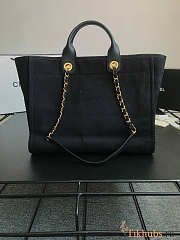 Chanel Shopping Tote Canvas Black 39x30x22cm - 4