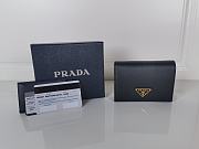 Prada Compact Wallet Saffiano Leather Black Gold 11.2x8.5cm - 1