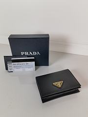 Prada Compact Wallet Saffiano Leather Black Gold 11.2x8.5cm - 3