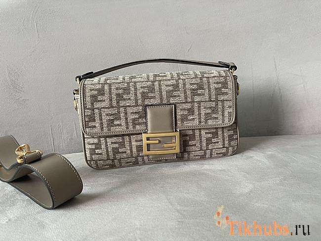 Fendi Baguette Dark grey FF tapestry fabric 27x6x15cm - 1