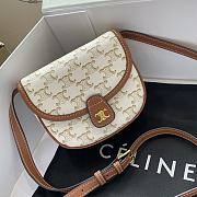 Celine Mini Besace Triomphe Canvas Calfskin White 15x11x4cm - 1