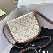 Celine Mini Besace Triomphe Canvas Calfskin White 15x11x4cm - 2