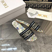 Dior Dway Slide White Multicolor Embroidered - 4