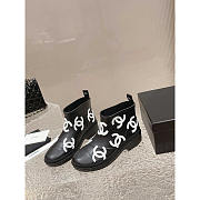 Chanel Short Rain Boots Black And White - 1