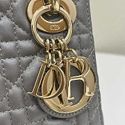 Dior Mini Lady Grey Gold Cannage Leather 17cm - 4