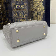 Dior Mini Lady Grey Gold Cannage Leather 17cm - 3