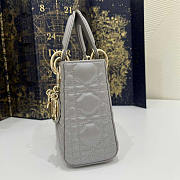 Dior Mini Lady Grey Gold Cannage Leather 17cm - 2