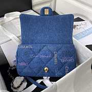 Chanel Large Flap Bag Printed Denim Blue 28x16x6cm - 5