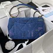 Chanel Large Flap Bag Printed Denim Blue 28x16x6cm - 3