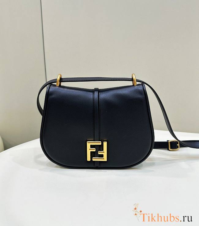 Fendi C’mon Medium Black Smooth Leather 25x20x7cm - 1