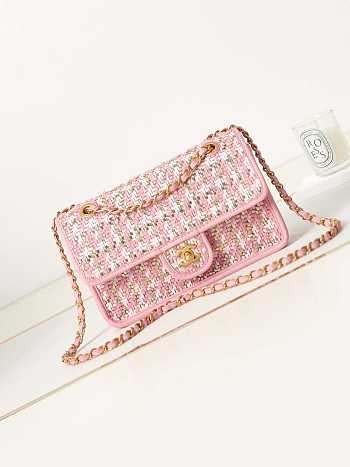 Chanel Flap Bag Woven Lambskin Pink 25cm