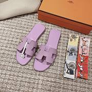 Hermes Oran Purple Slides - 1