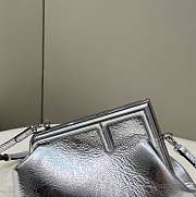 Fendi First Small Silver Leather Bag 26x18x9.5cm - 3