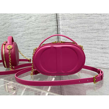 Dior CD Signature Oval Camera Bag Latte Calfskin Pink 18x11x6.5cm