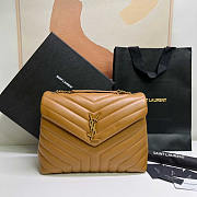 YSL Loulou Medium Bag Leather Brown Gold 30x22x10cm - 3