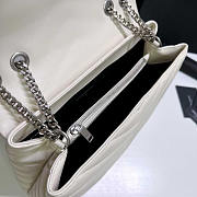 YSL Loulou Medium Bag Leather White Silver 30x22x10cm - 5