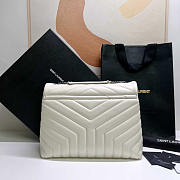 YSL Loulou Medium Bag Leather White Silver 30x22x10cm - 4