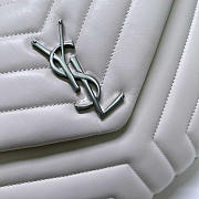 YSL Loulou Medium Bag Leather White Silver 30x22x10cm - 3