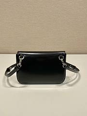 Prada Brushed Leather Mini Bag Shoulder Strap Black 18x12.5x2.5cm - 2