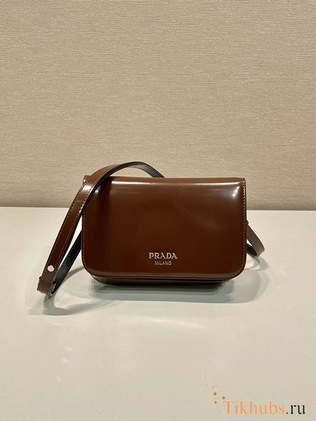 Prada Brushed Leather Mini Bag Shoulder Strap Brown 18x12.5x2.5cm - 1