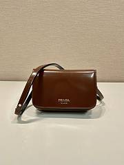 Prada Brushed Leather Mini Bag Shoulder Strap Brown 18x12.5x2.5cm - 1