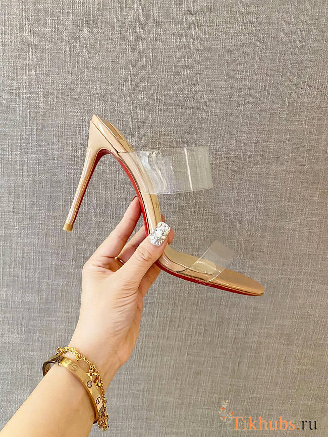 Christian Louboutin Just Nothing Illusion Red Sole Sandals Beige Heel 10cm - 1