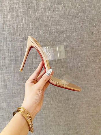 Christian Louboutin Just Nothing Illusion Red Sole Sandals Beige Heel 10cm