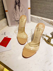 Christian Louboutin Just Nothing Illusion Red Sole Sandals Beige Heel 10cm - 4